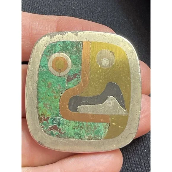 Los Castillo Sterling Silver Mixed Metals Parrot Pendant Brooch Signed 63 - Picture 13 of 14